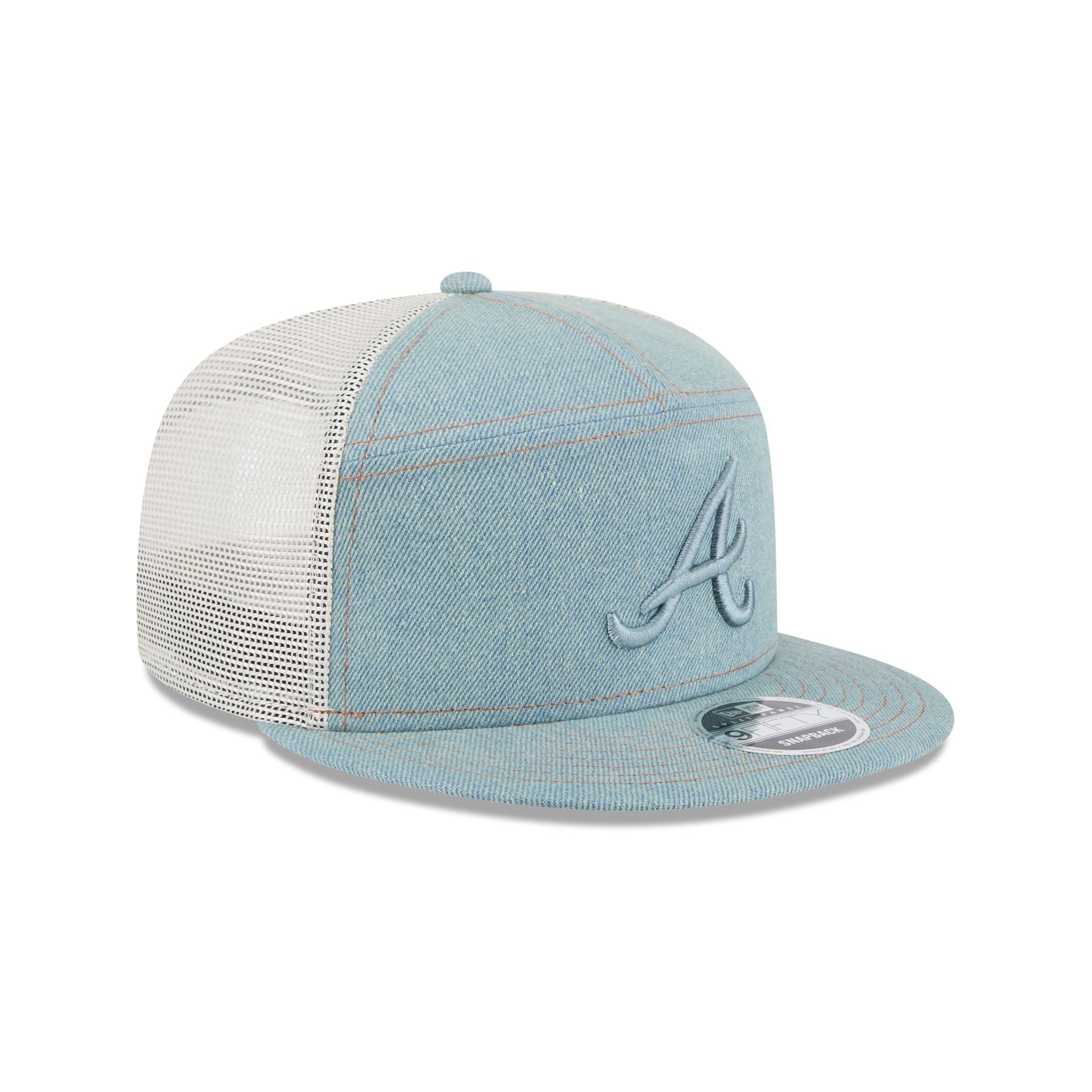 Atlanta Braves Denim 9FIFTY Split Panel Trucker Hat